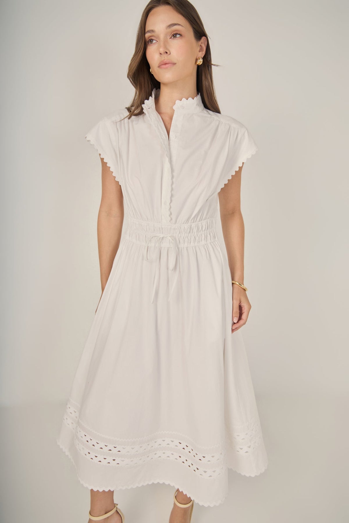 Ric Rac Detailed Short Sleeve Midi Dress