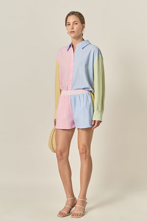 Colorblock Stripe Button Down Shirt