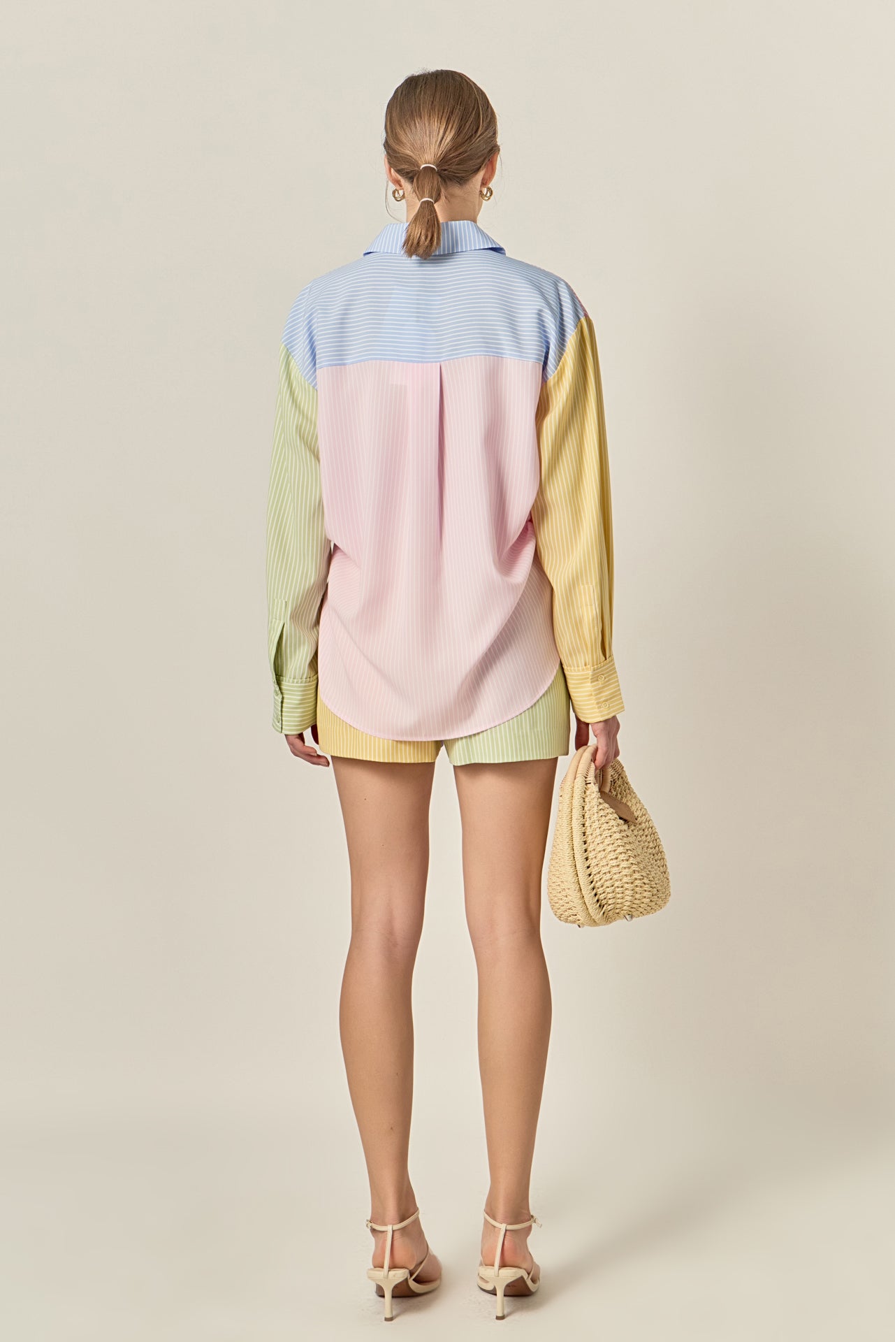 Colorblock Stripe Button Down Shirt