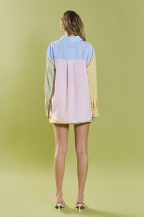 ENGLISH FACTORY - Colorblock Stripe Elastic Waist Shorts - SHORTS available at Objectrare