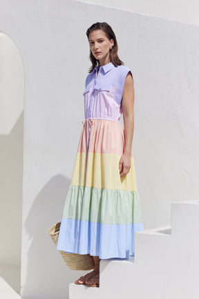 ENGLISH FACTORY - Colorblock Shirt Midi Dress - DRESSES available at Objectrare