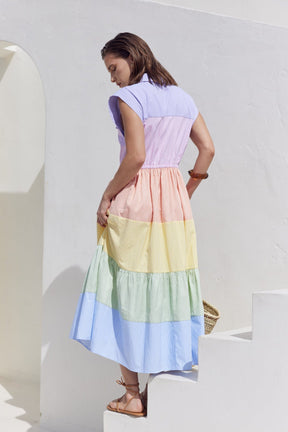 ENGLISH FACTORY - Colorblock Shirt Midi Dress - DRESSES available at Objectrare