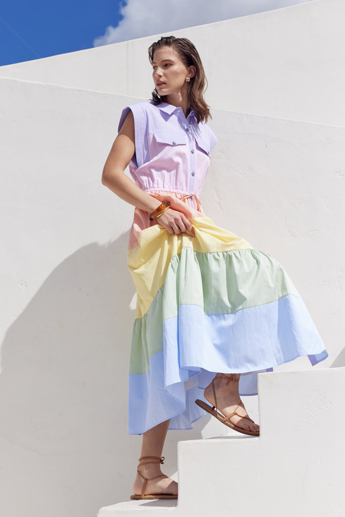 ENGLISH FACTORY - Colorblock Shirt Midi Dress - DRESSES available at Objectrare