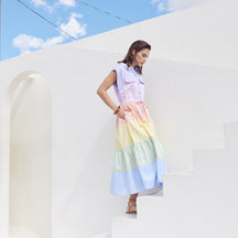 ENGLISH FACTORY - Colorblock Shirt Midi Dress - DRESSES available at Objectrare