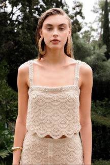 ENDLESS ROSE - Embellished Crochet Top - TOPS available at Objectrare