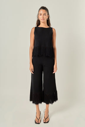 Fringe Detailed Sleeveless Knit Top