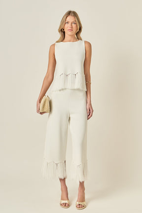 Fringe Detail Sleeveless Knit Top