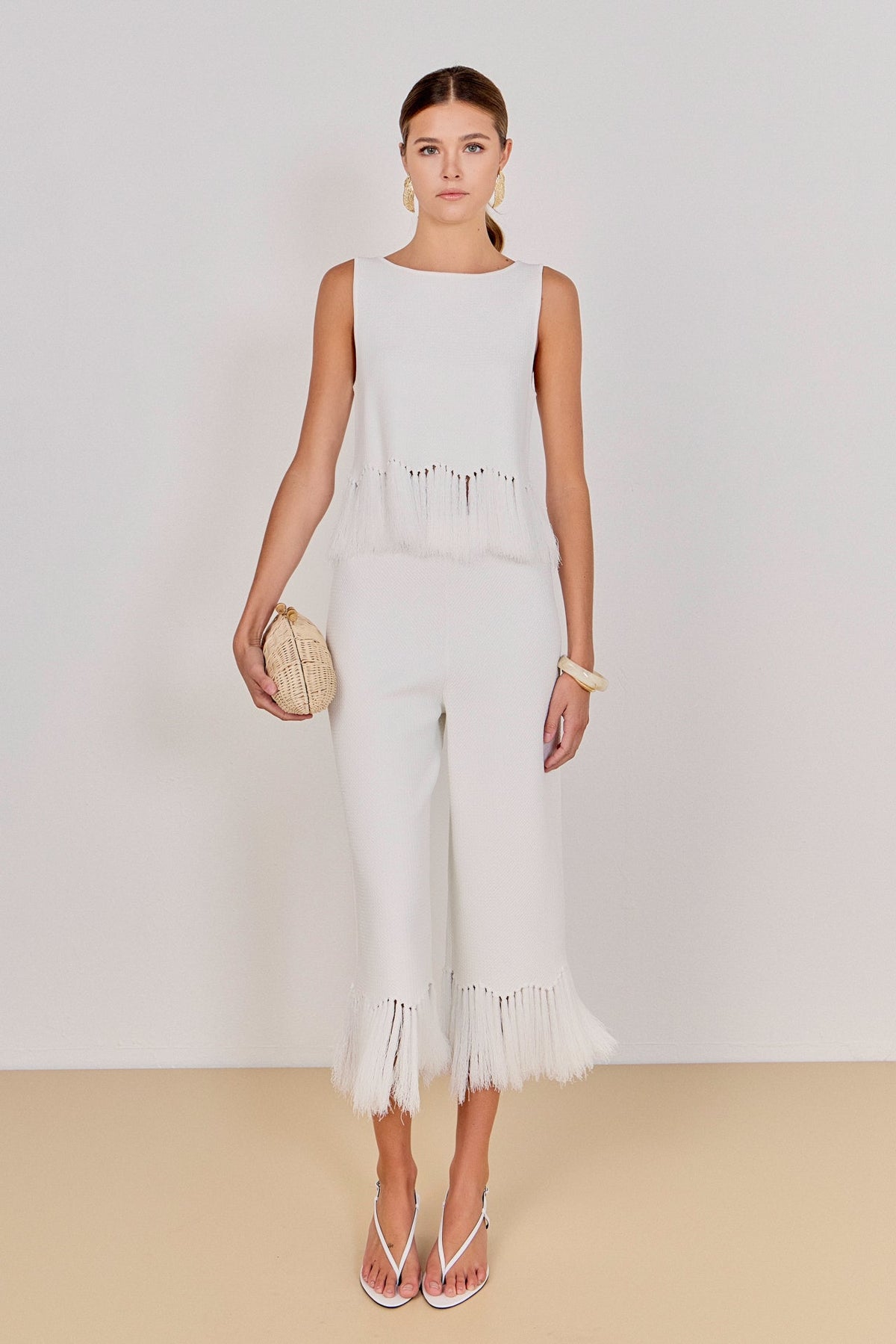 Fringe Detailed Sleeveless Knit Top