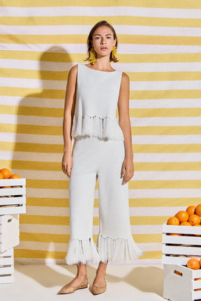 Fringe Detail Sleeveless Knit Top