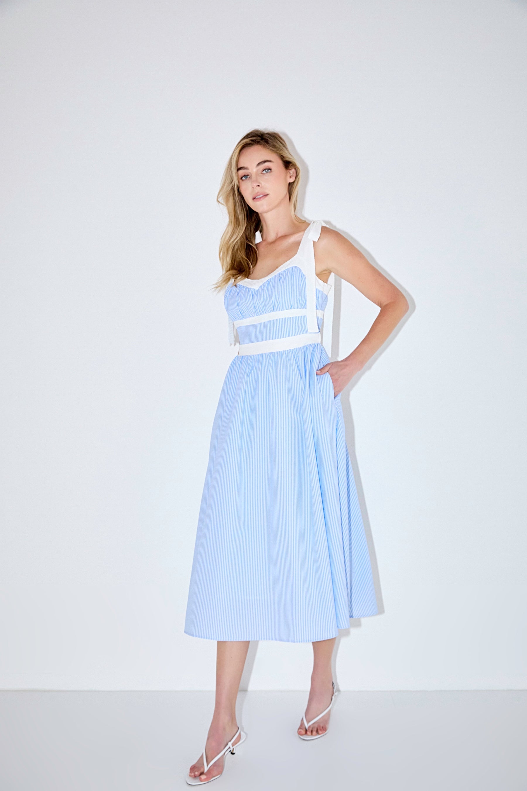Seersucker Combo Midi Dress