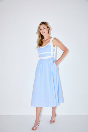 Seersucker Combo Midi Dress