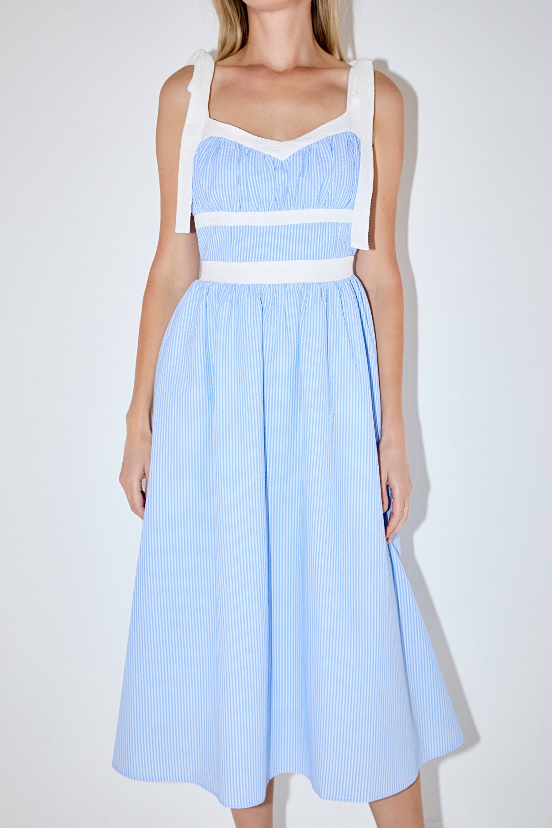 Seersucker Combo Midi Dress