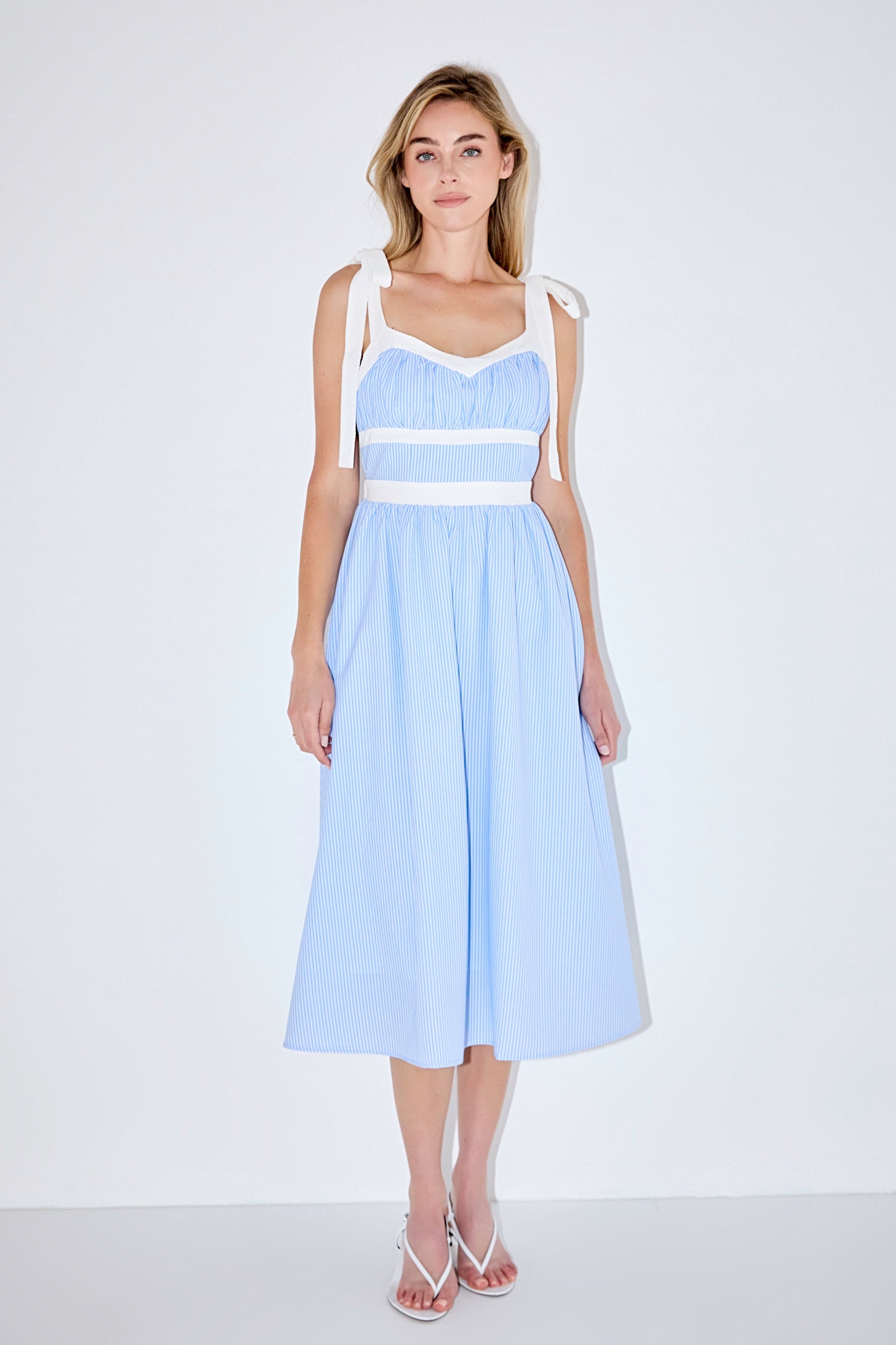 Seersucker Combo Midi Dress