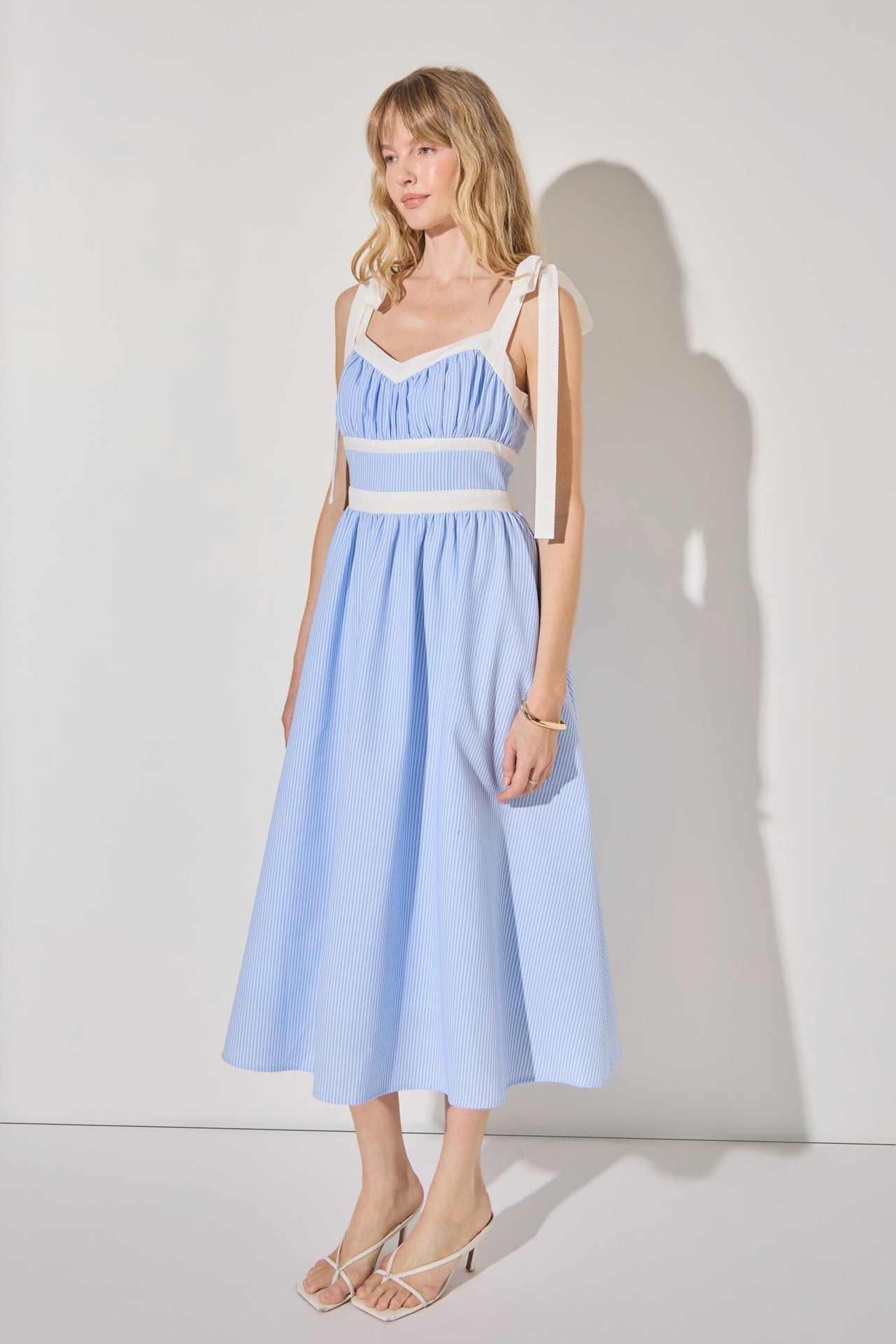 Seersucker Combo Midi Dress