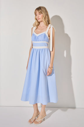 Seersucker Combo Midi Dress