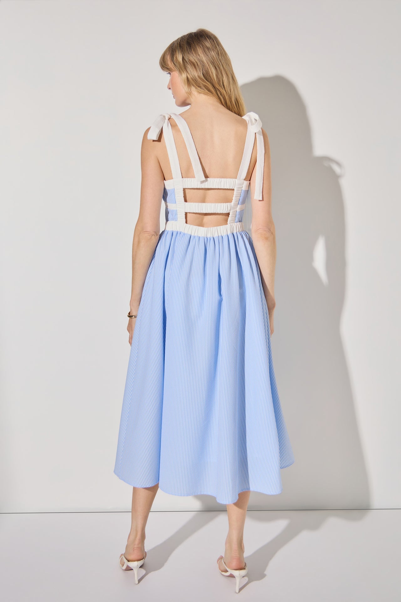 Seersucker Combo Midi Dress