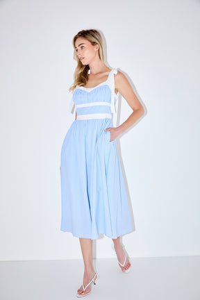 ENGLISH FACTORY - Seersucker Combo Midi Dress - DRESSES available at Objectrare