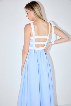 ENGLISH FACTORY - Seersucker Combo Midi Dress - DRESSES available at Objectrare