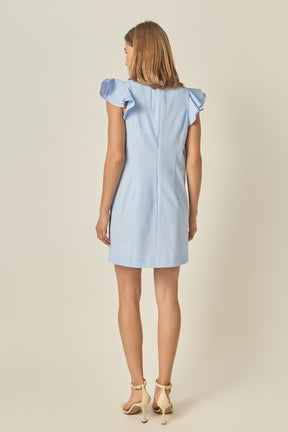 Lace-Up Seersucker Mini Dress