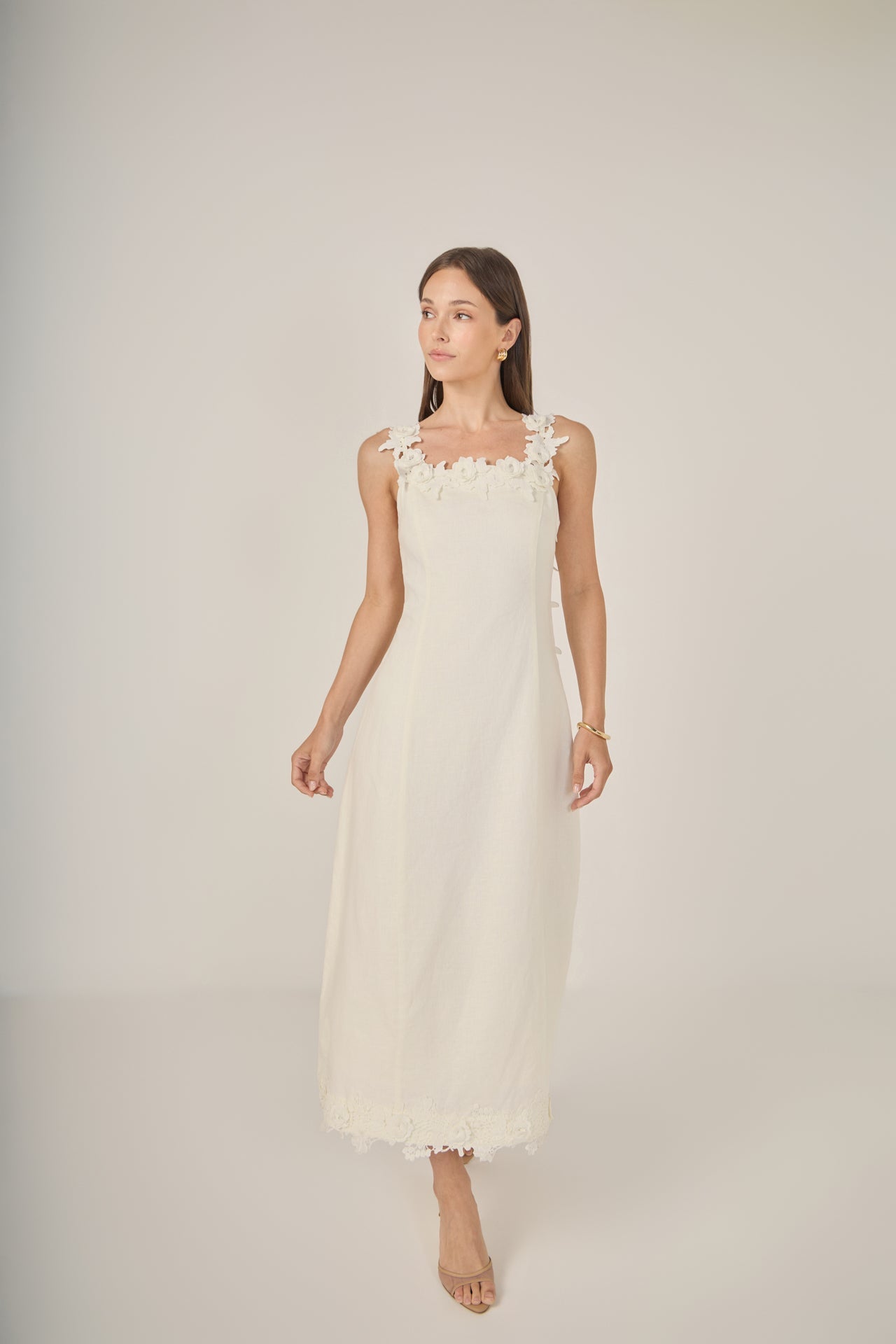 Flower Strap Detail Midi Dress