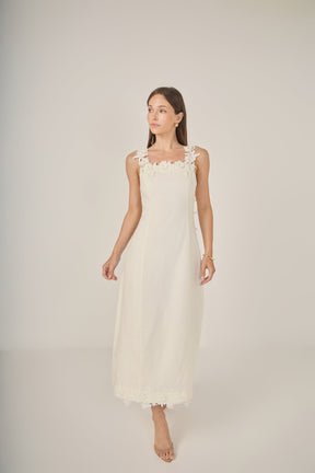 Flower Strap Detail Midi Dress