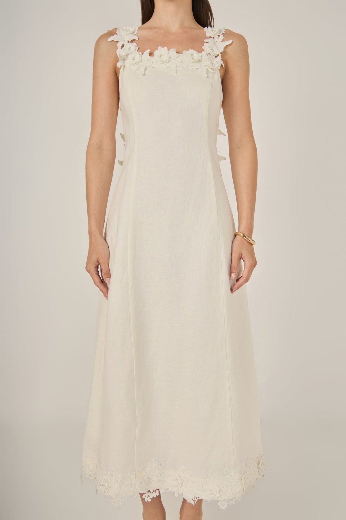 Flower Strap Detail Midi Dress