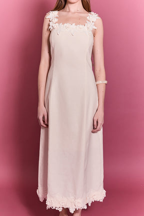 Floral Strap Linen Midi Dress