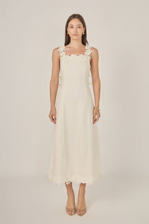 Flower Strap Detail Midi Dress