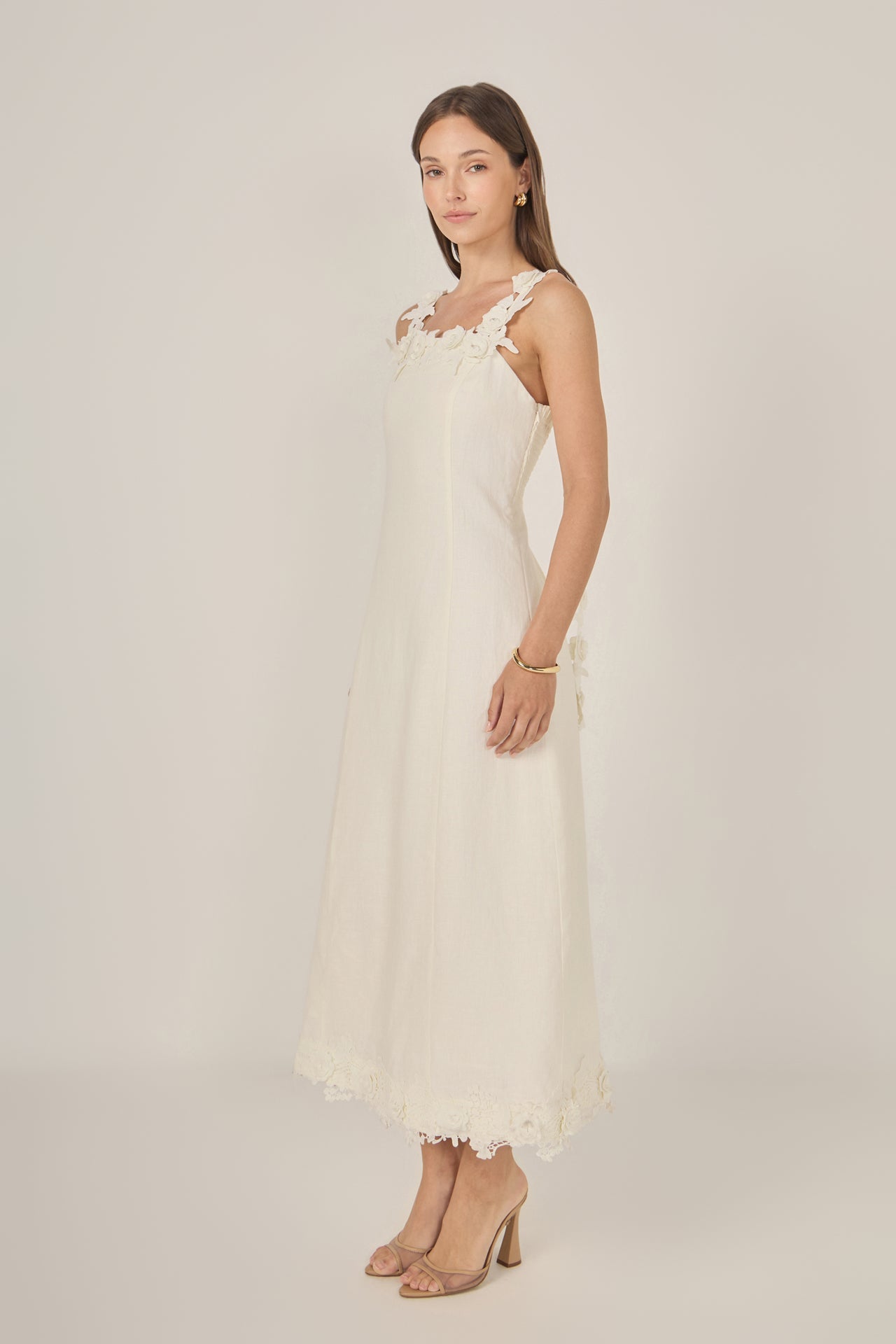 Flower Strap Detail Midi Dress