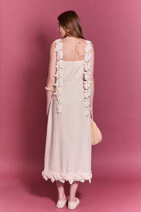 Floral Strap Linen Midi Dress