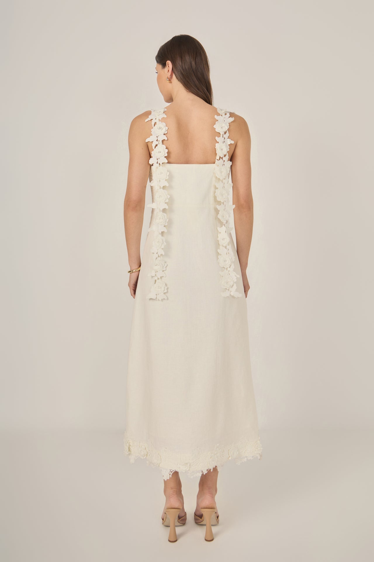 Flower Strap Detail Midi Dress