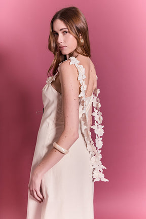 Floral Strap Linen Midi Dress