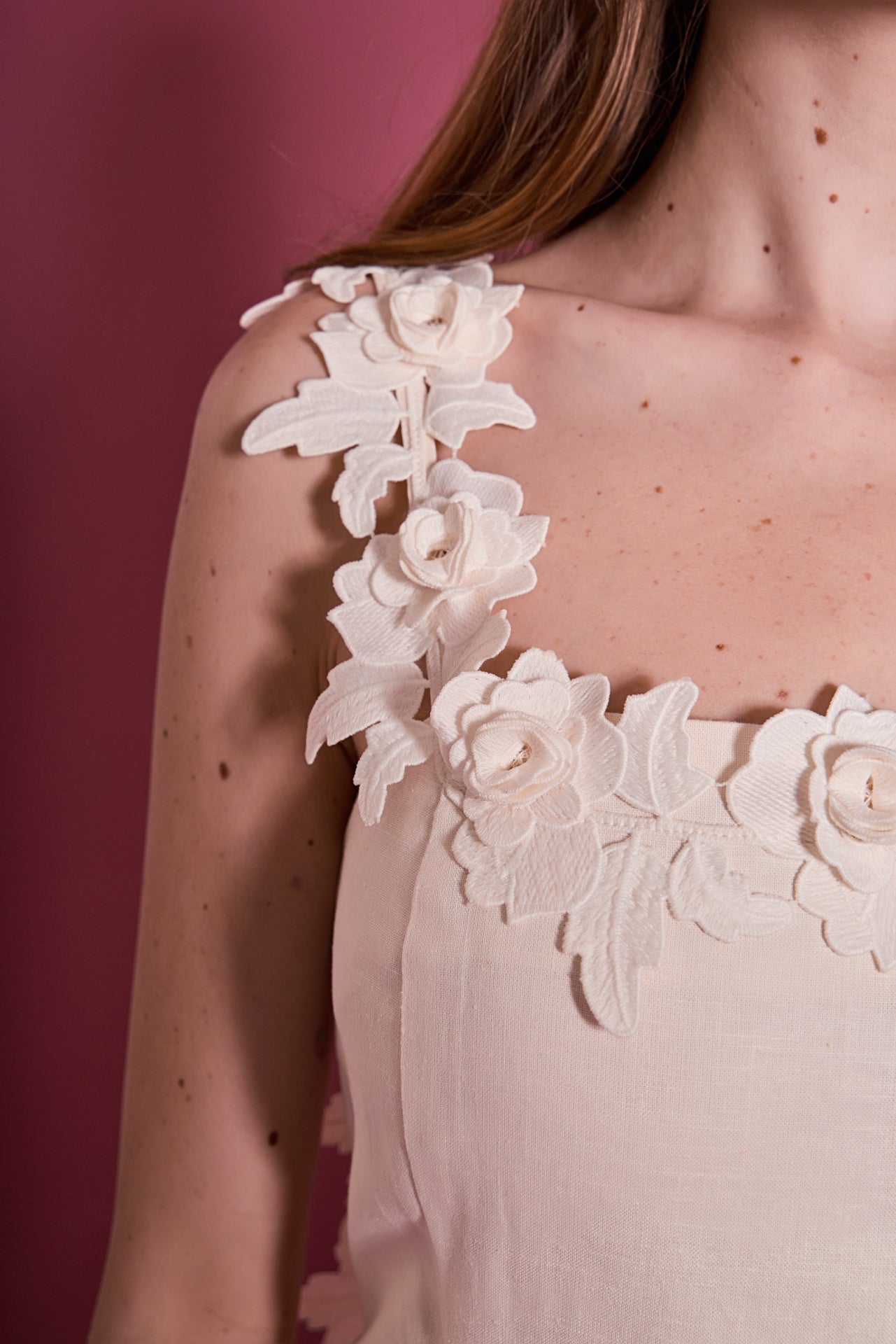 Floral Strap Linen Midi Dress