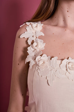 Floral Strap Linen Midi Dress