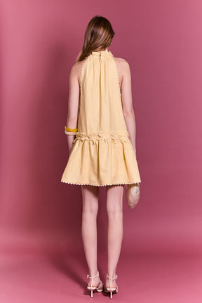 ENGLISH FACTORY - Scalloped Halter Linen Mini Dress - DRESSES available at Objectrare