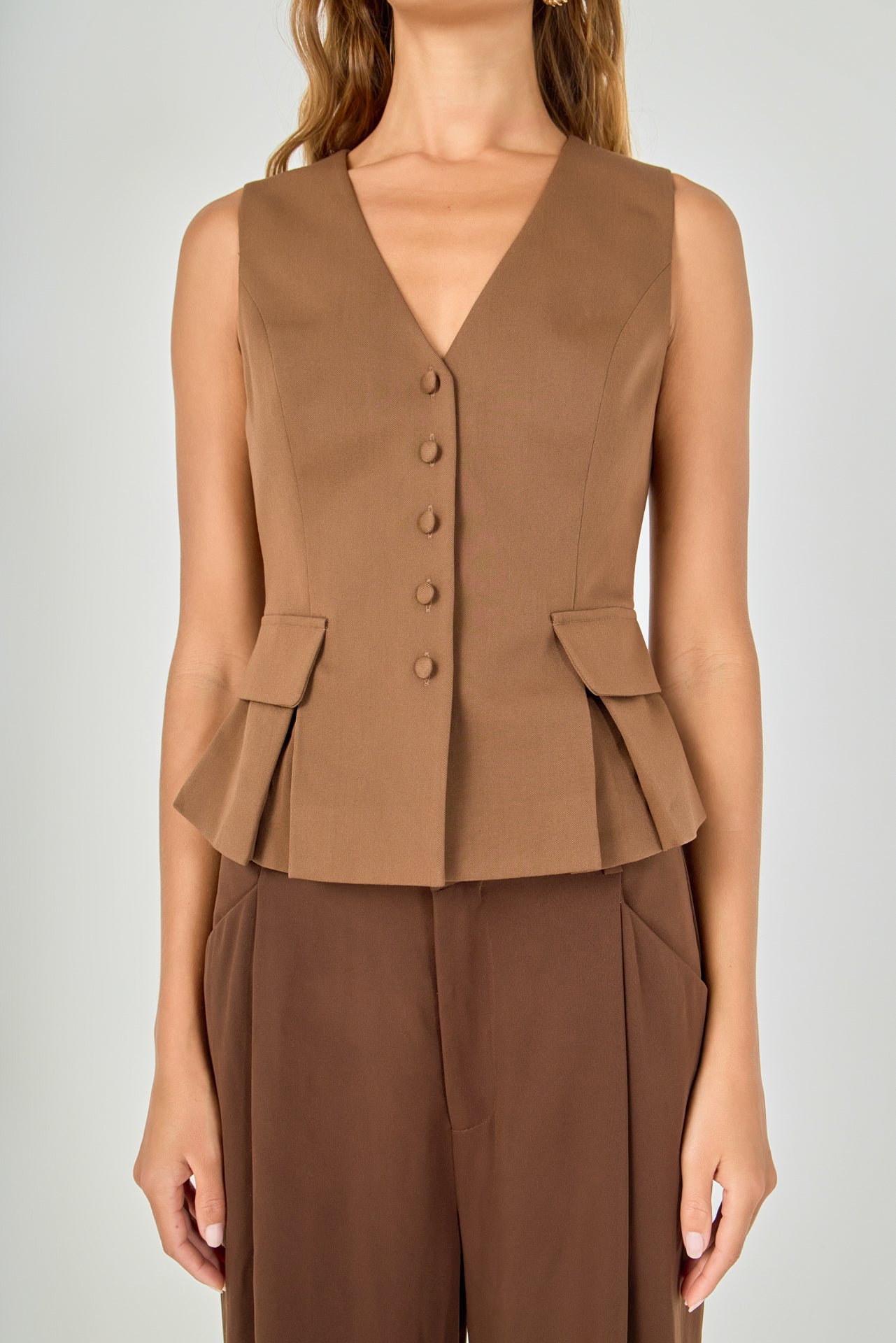 Button Detail Peplum Top