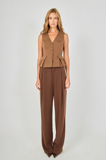 Button Detail Peplum Top