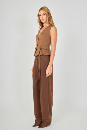 Button Detail Peplum Top