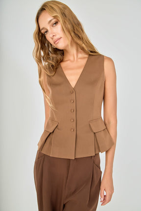 Button Detail Peplum Top