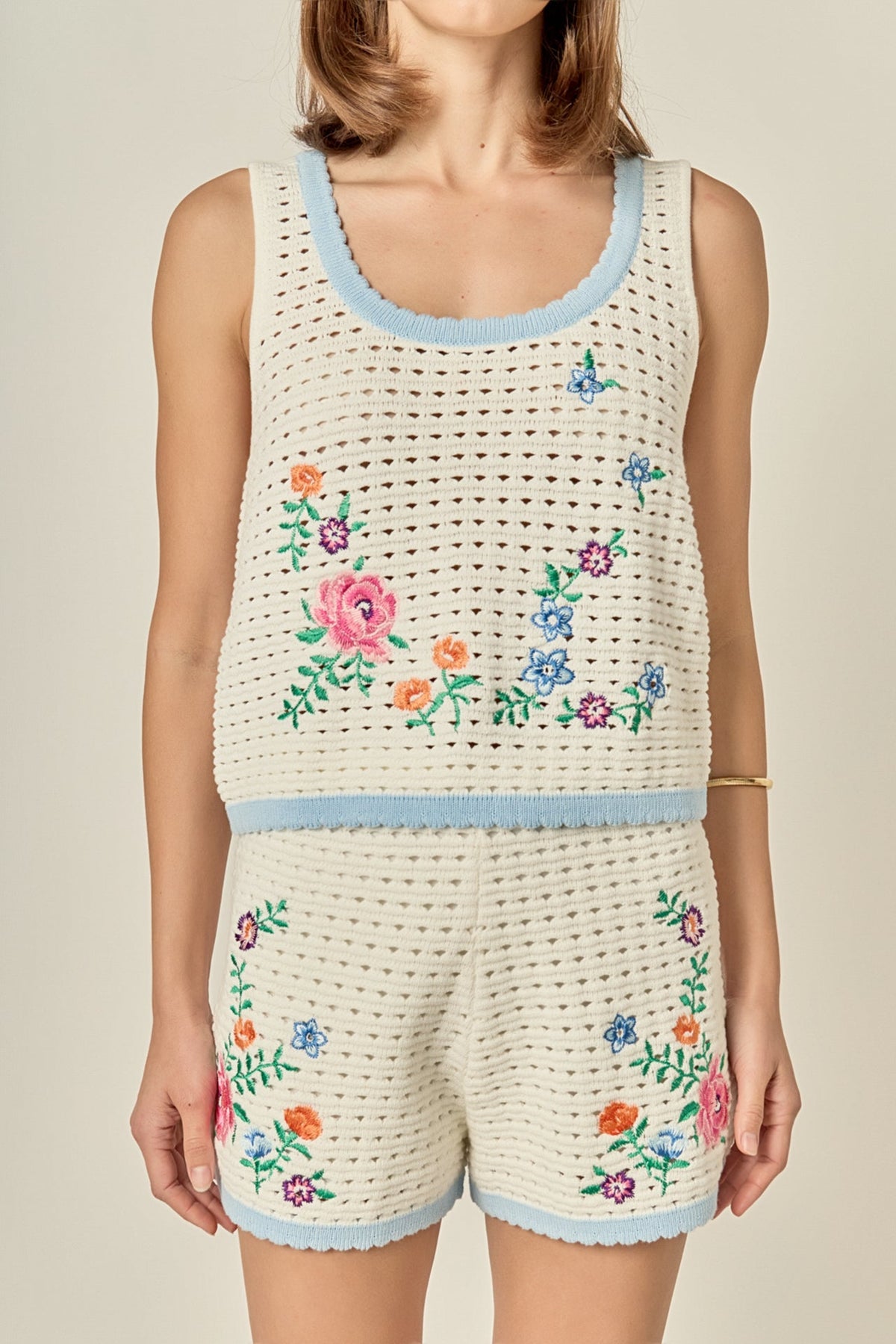 ENGLISH FACTORY - Floral Embroidered Crochet Top - TOPS available at Objectrare