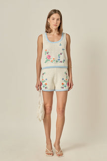 ENGLISH FACTORY - Floral Embroidered Crochet Top - TOPS available at Objectrare