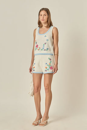 ENGLISH FACTORY - Floral Embroidered Crochet Top - TOPS available at Objectrare