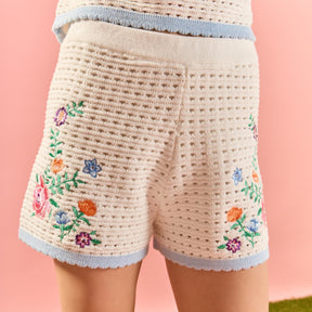 ENGLISH FACTORY - Floral Embroidered Crochet Shorts - SHORTS available at Objectrare