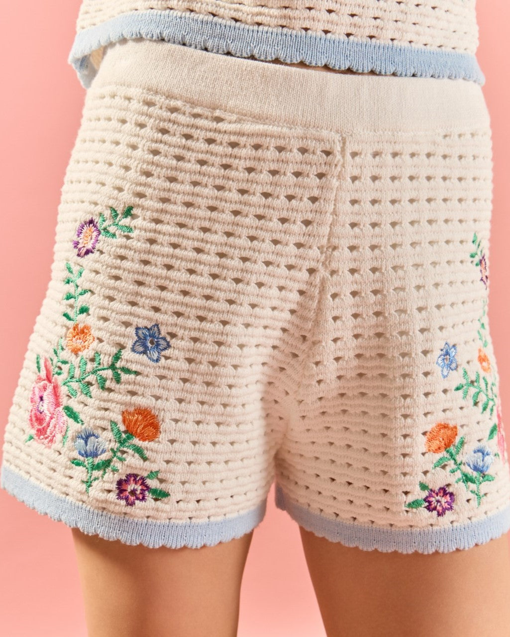 ENGLISH FACTORY - Floral Embroidered Crochet Shorts - SHORTS available at Objectrare