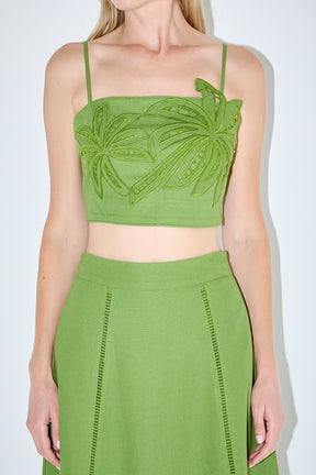ENGLISH FACTORY - Palm Tree Embroidered Linen Top - TOPS available at Objectrare