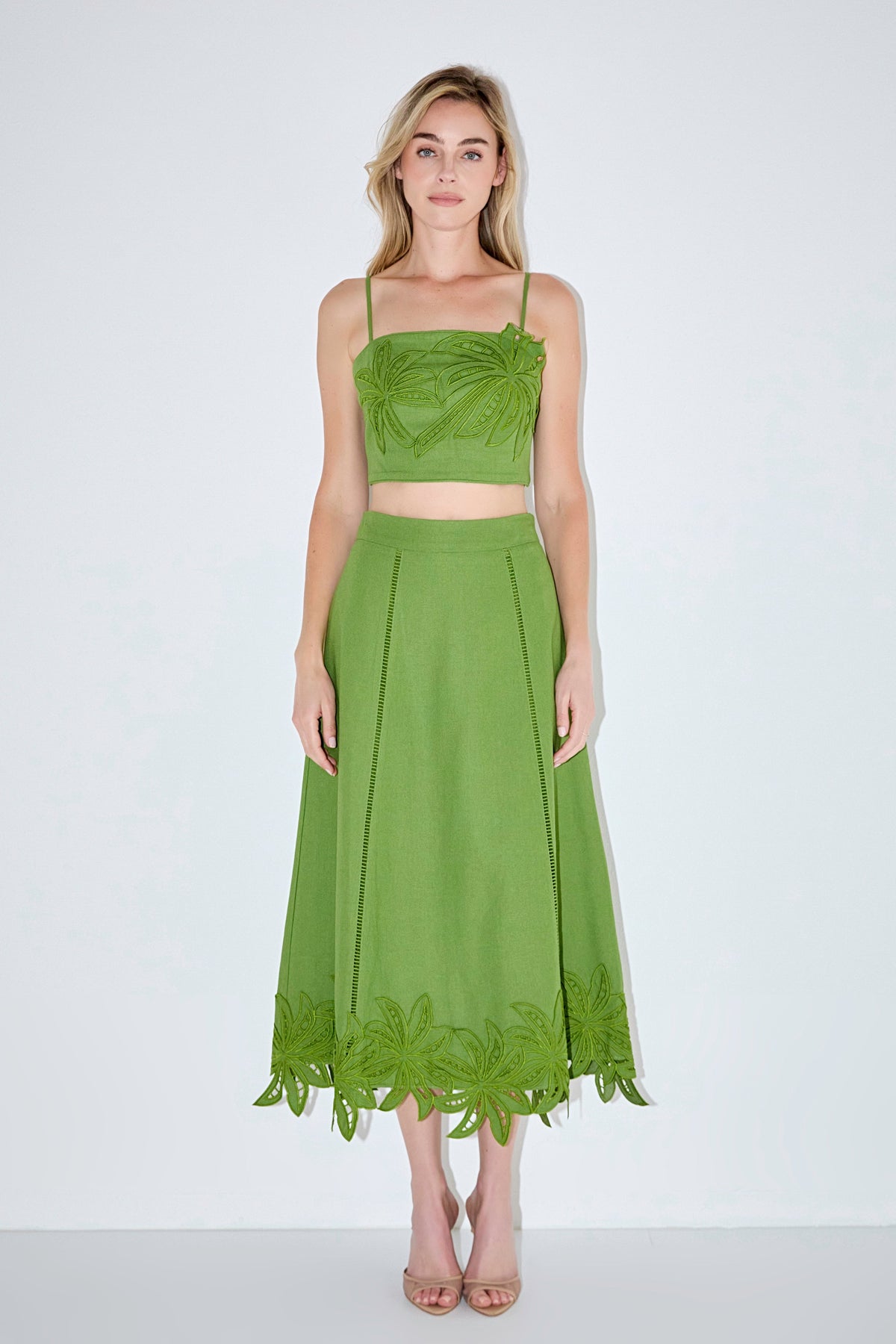 ENGLISH FACTORY - Palm Tree Embroidered Linen Top - TOPS available at Objectrare