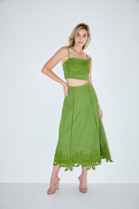 ENGLISH FACTORY - Palm Tree Midi Skirt - SKIRTS available at Objectrare