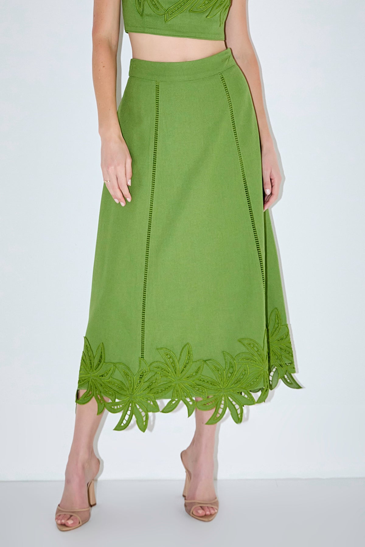 ENGLISH FACTORY - Palm Tree Midi Skirt - SKIRTS available at Objectrare