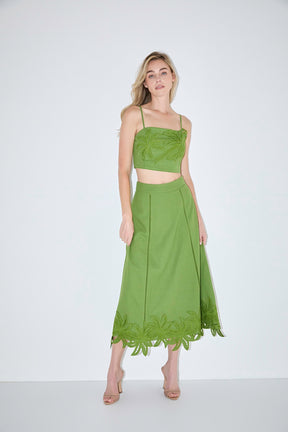 Palm Tree Embroidered Linen Top