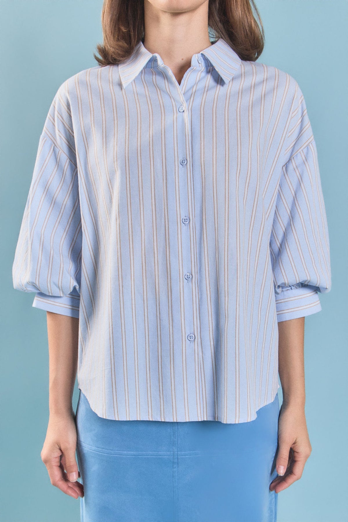 ENGLISH FACTORY - Striped Volume Sleeve Shirt - TOPS available at Objectrare